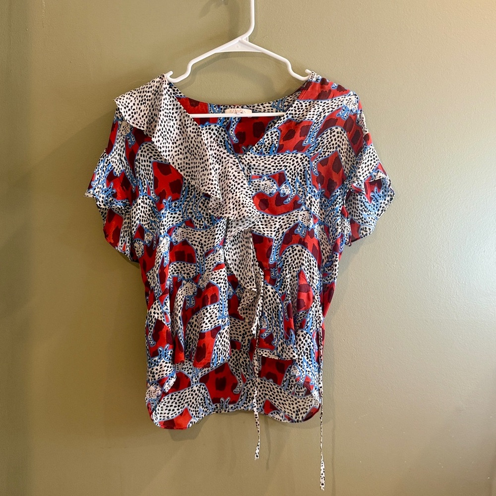 Parker Weston silk blouse, sz XS, flutter sleeve like new condition